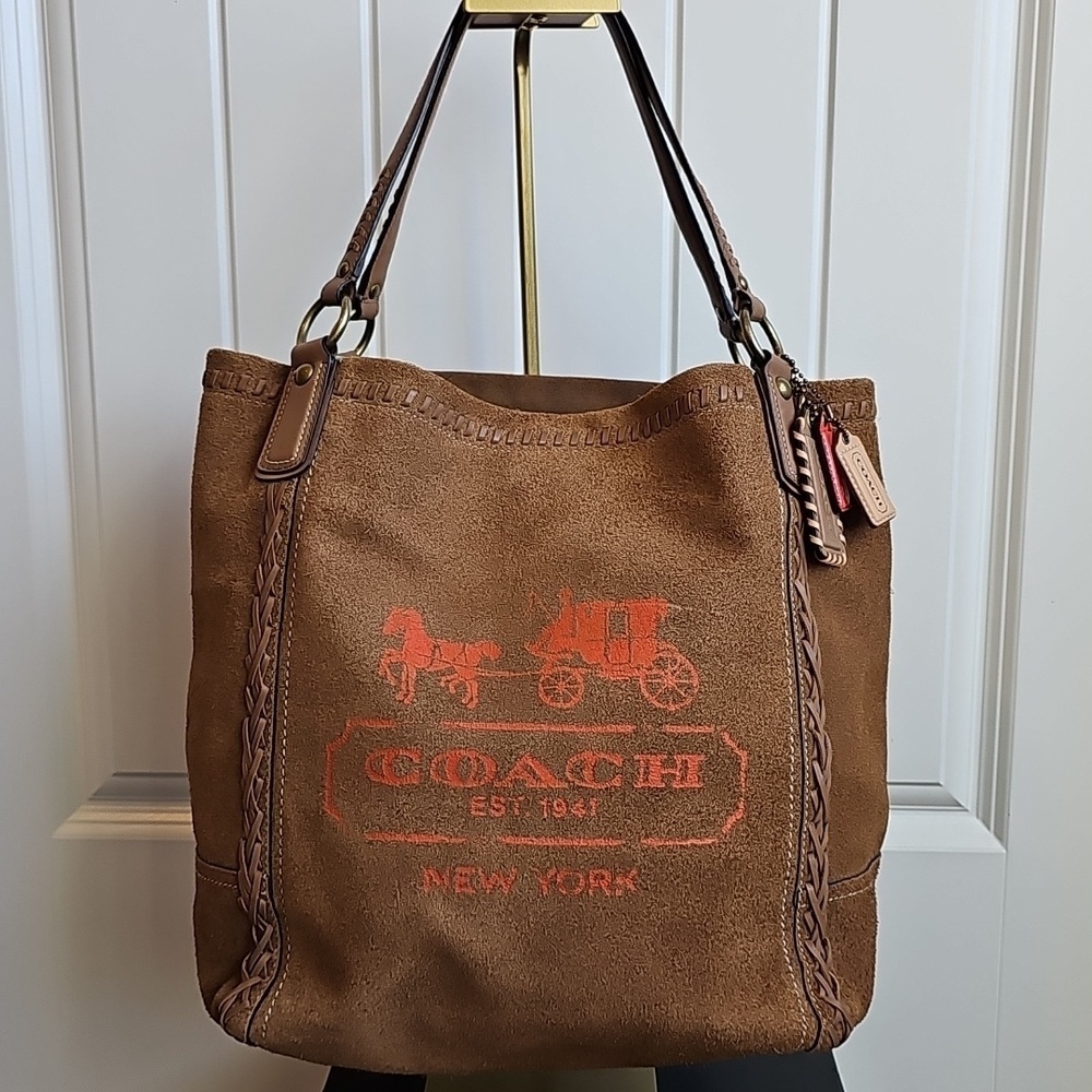 Rare COACH 2011 Poppy Horse & Carriage Nubuck Tote - LTD ED Putty - HTF - Picture 7 of 15